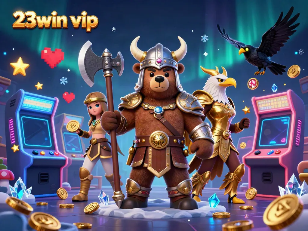 Experience the excitement of 23win vip with a vivid casino scene featuring engaging characters and vibrant game elements.