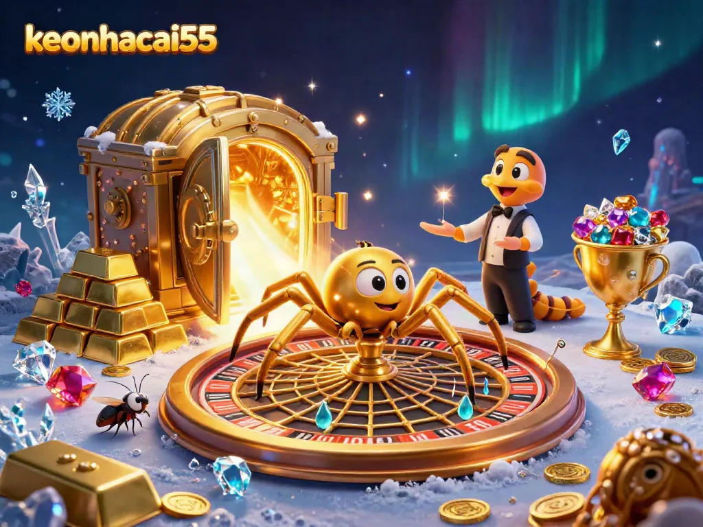 Experience the thrill of betting with keonhacai55 in a vibrant casino scene featuring live action elements.