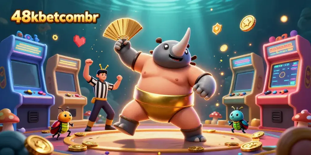 Engaging scene showcasing 48xbetcombr's animated casino characters amid a vibrant gaming atmosphere.