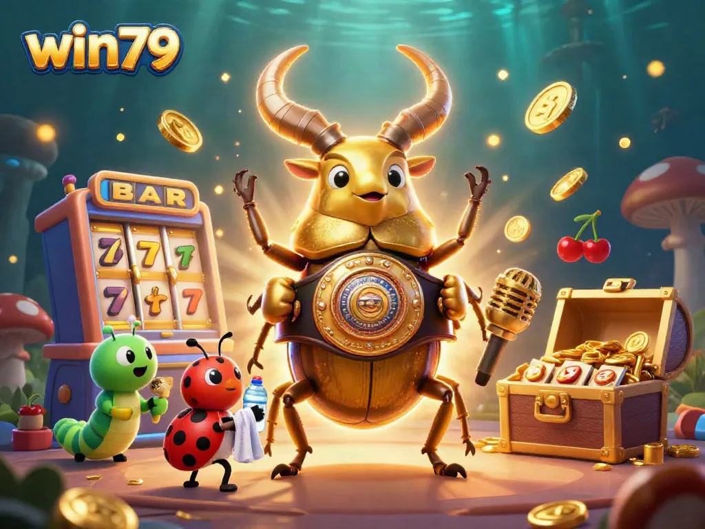 Experience the exciting world of win79 with a colorful casino illustration featuring dynamic characters and vibrant game elements.