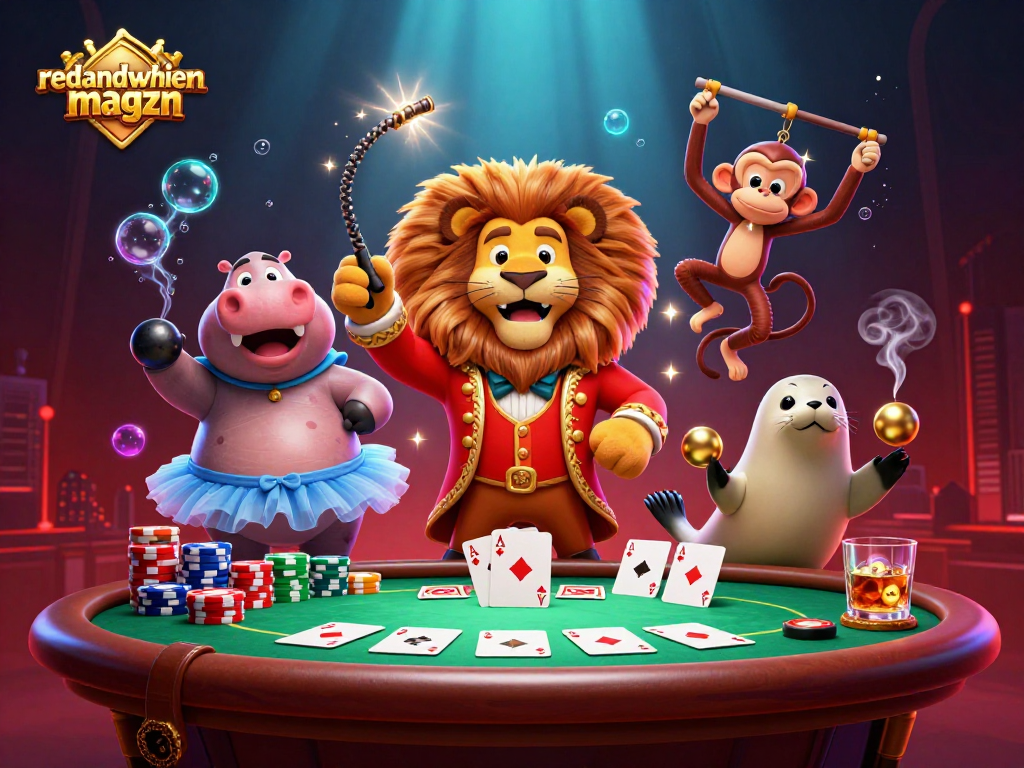 Engaging 3D casino scene with redandwhitemagzn characters and poker elements in action.