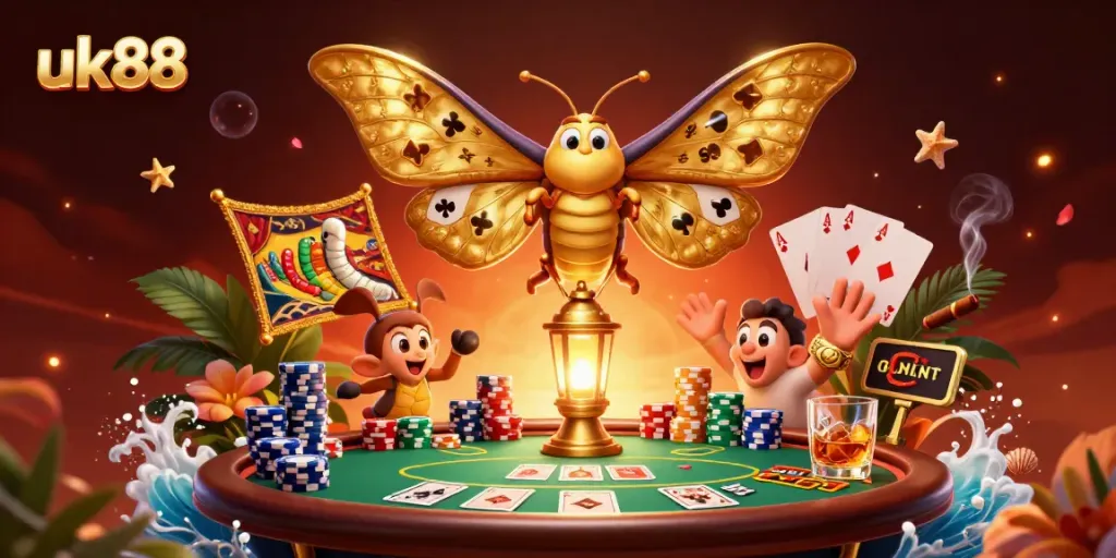 Experience thrilling gameplay at uk88 with vibrant casino scenes featuring card games and dynamic elements.