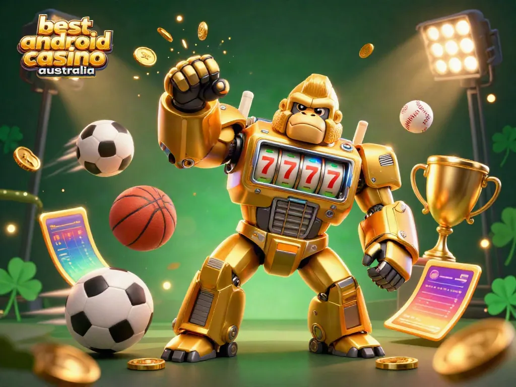 Experience the thrill of the best android casino Australia with an epic 3D gorilla mech and dynamic gaming elements.