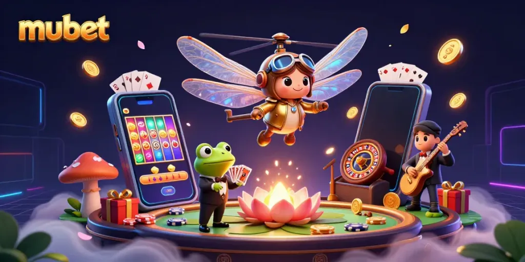 Engage in casino excitement with MUBET as vibrant characters experience thrilling gaming moments.
