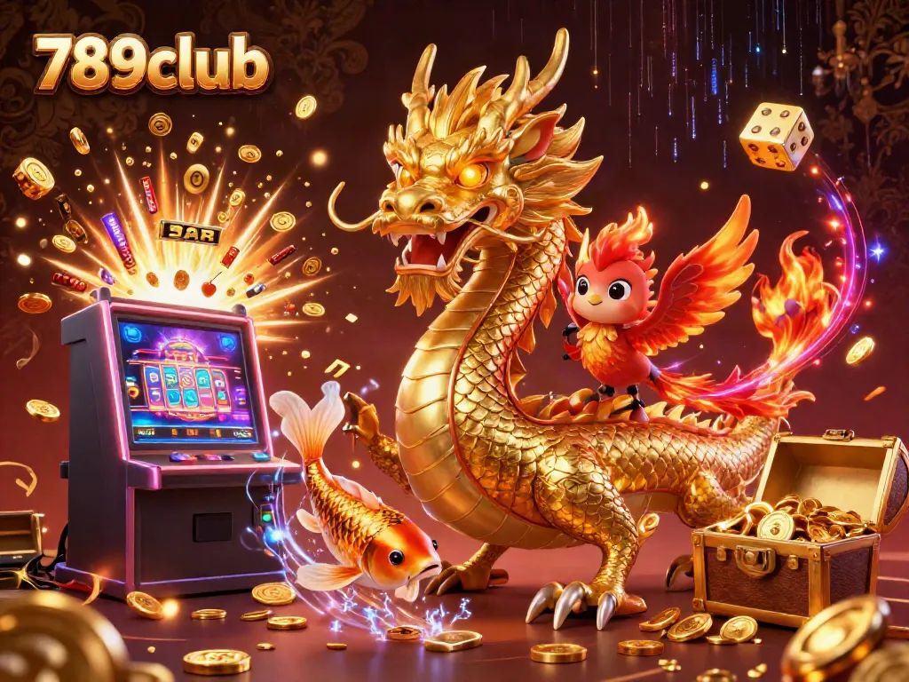 Experience the thrill of 789club as the golden dragon, phoenix, and koi fish celebrate a jackpot moment.