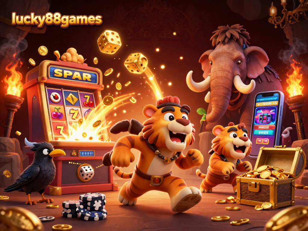 Experience thrilling gameplay at lucky88games with dynamic casino action and cartoon characters.