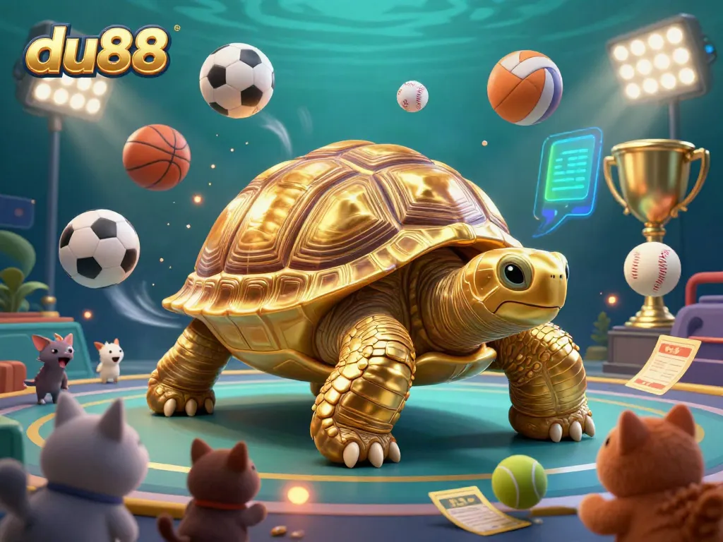 Engage with the exciting world of du88 as small animals anticipate their turn on the colossal golden tortoise pinball machine.